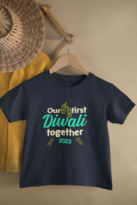 Custom Year Our First Diwali Together Family Half Sleeves T-Shirts-KidsFashionVilla