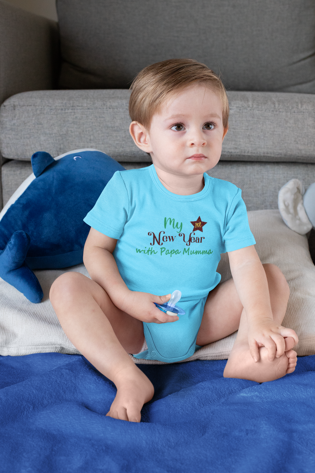 My First New Year With Papa Mumma Rompers for Baby Boy- KidsFashionVilla