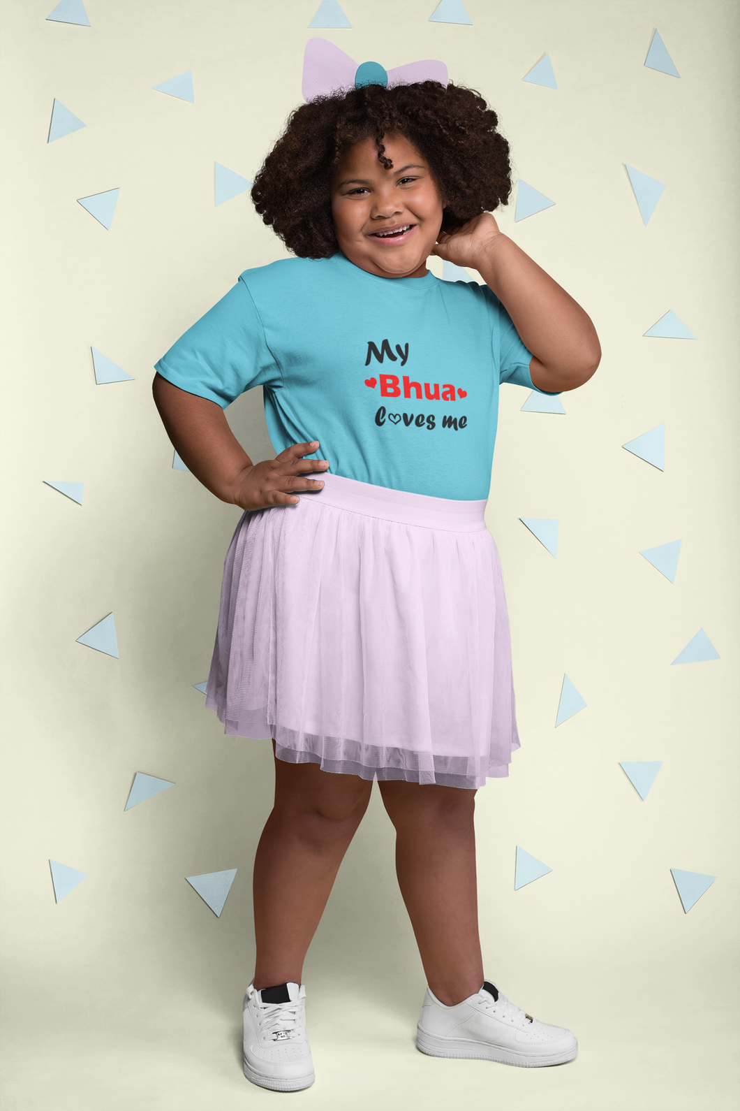 Bhua Loves Me Half Sleeves T-Shirt For Girls -KidsFashionVilla