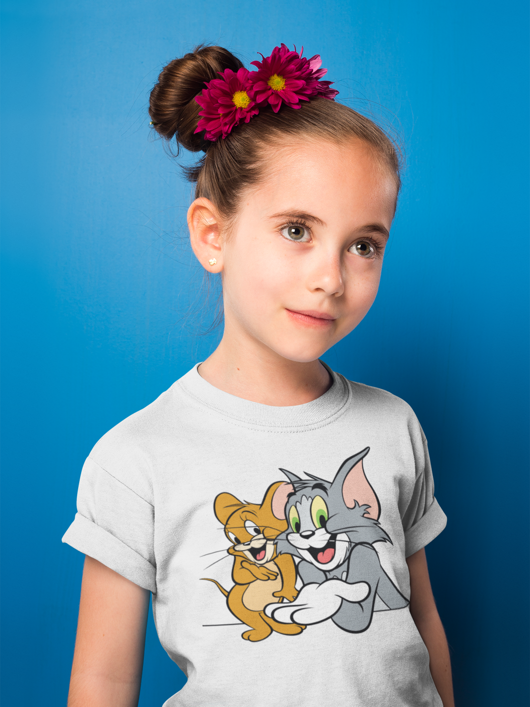 Cute Cartoon Half Sleeves T-Shirt For Girls -KidsFashionVilla