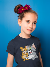 Load image into Gallery viewer, Cute Cartoon Half Sleeves T-Shirt For Girls -KidsFashionVilla
