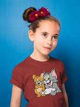 Load image into Gallery viewer, Cute Cartoon Half Sleeves T-Shirt For Girls -KidsFashionVilla
