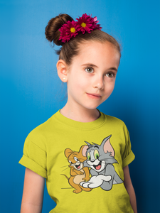 Cute Cartoon Half Sleeves T-Shirt For Girls -KidsFashionVilla