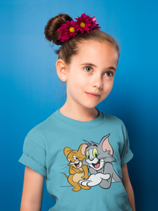 Cute Cartoon Half Sleeves T-Shirt For Girls -KidsFashionVilla