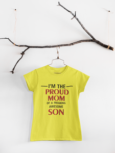 Proud Son Of A Freaking Awesome Mom Mother And Son Yellow Matching T-Shirt- KidsFashionVilla