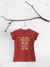 Load image into Gallery viewer, Proud Son Of A Freaking Awesome Mom Mother And Son Red Matching T-Shirt- KidsFashionVilla
