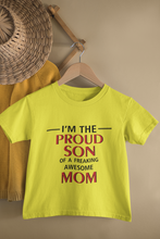 Load image into Gallery viewer, Proud Son Of A Freaking Awesome Mom Mother And Son Yellow Matching T-Shirt- KidsFashionVilla
