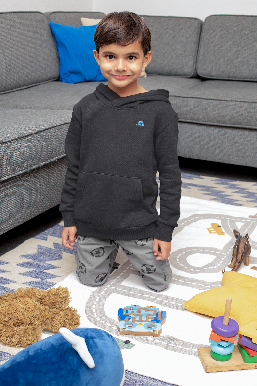 Blue Rose Minimal Boy Hoodies-KidsFashionVilla