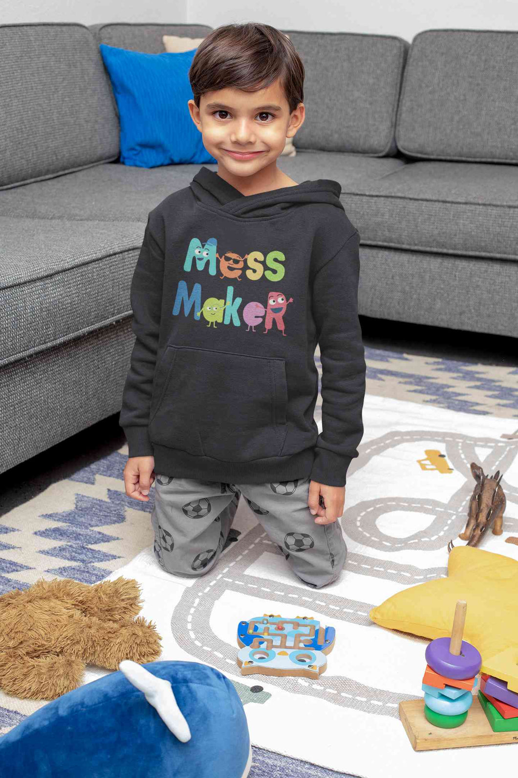 Mess Maker Cartoon Boy Hoodies-KidsFashionVilla