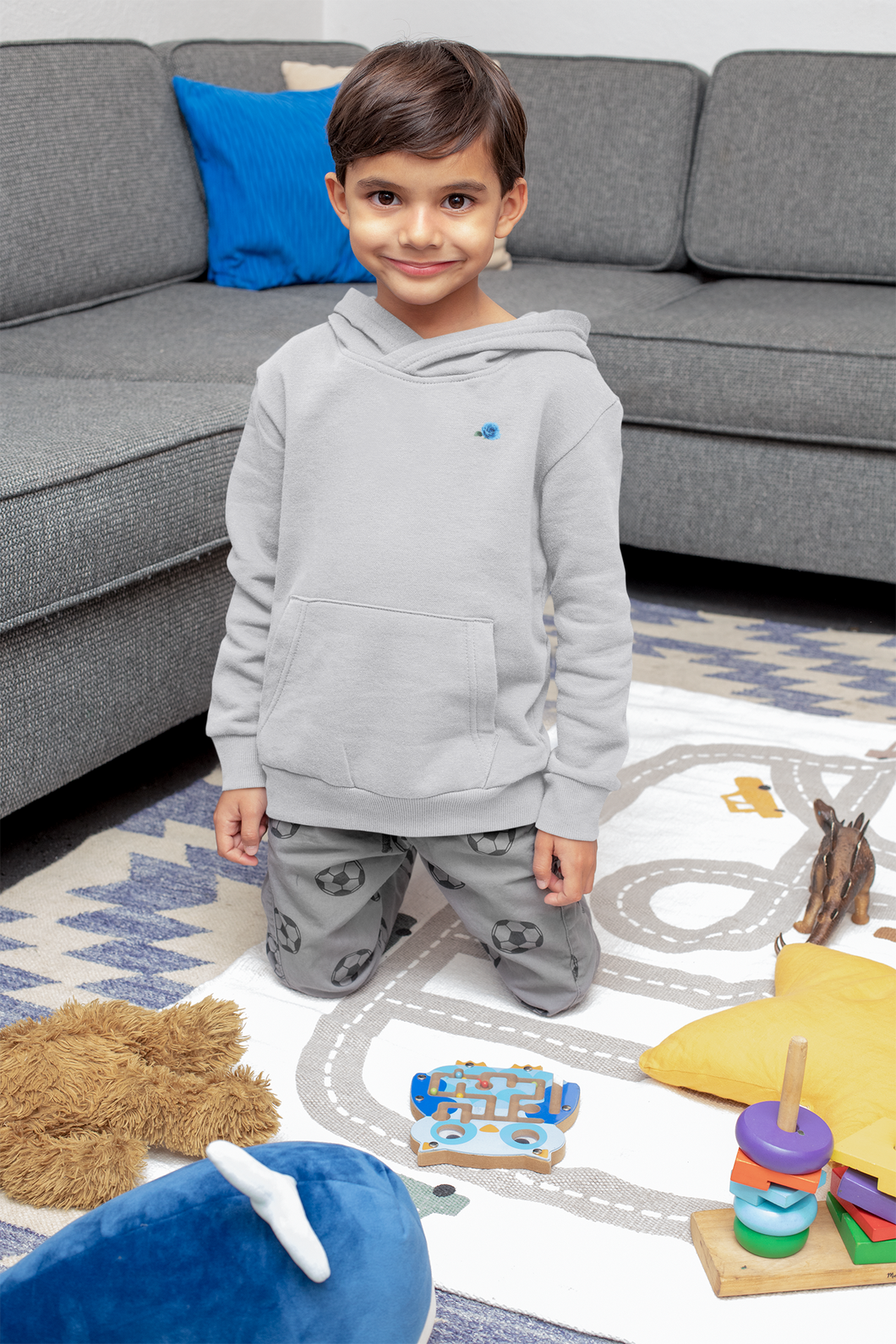 Blue Rose Minimal Boy Hoodies-KidsFashionVilla