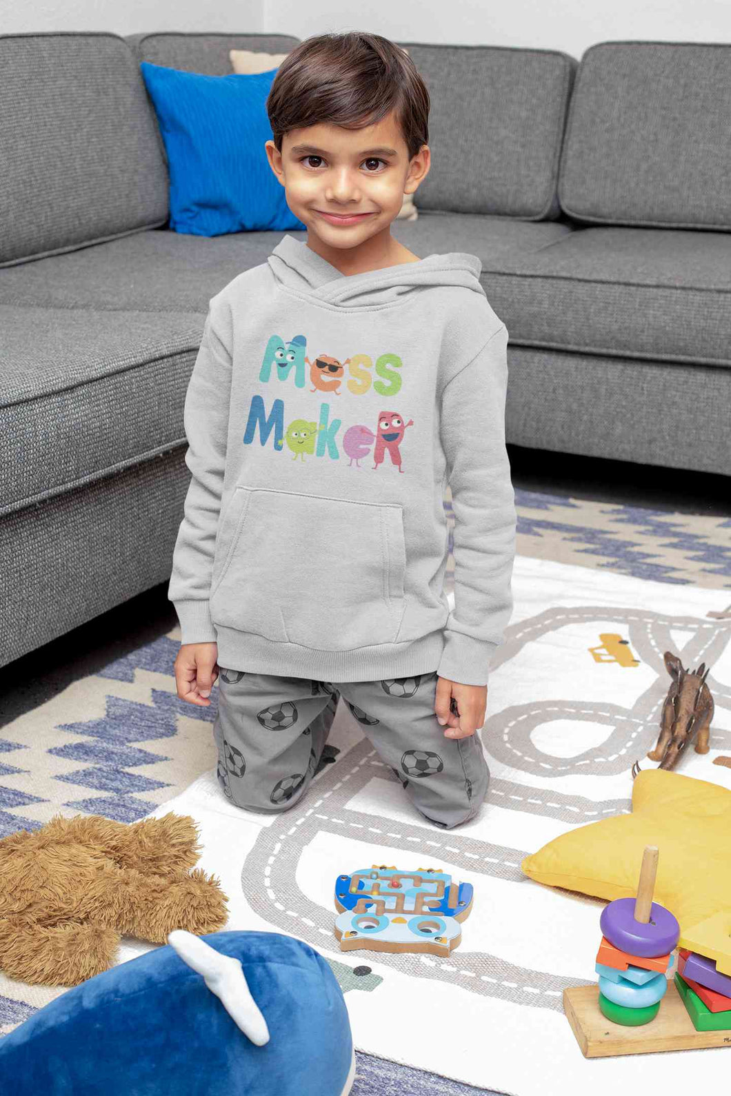 Mess Maker Cartoon Boy Hoodies-KidsFashionVilla