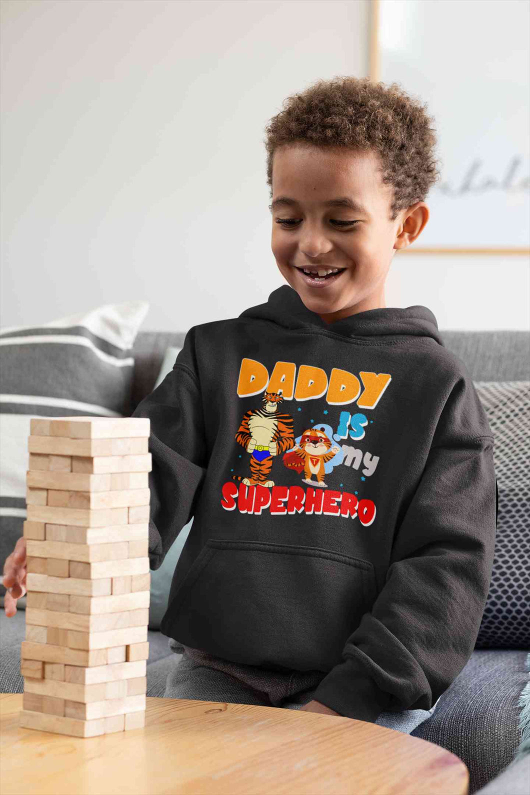 Superhero Dad Cartoon Boy Hoodies-KidsFashionVilla