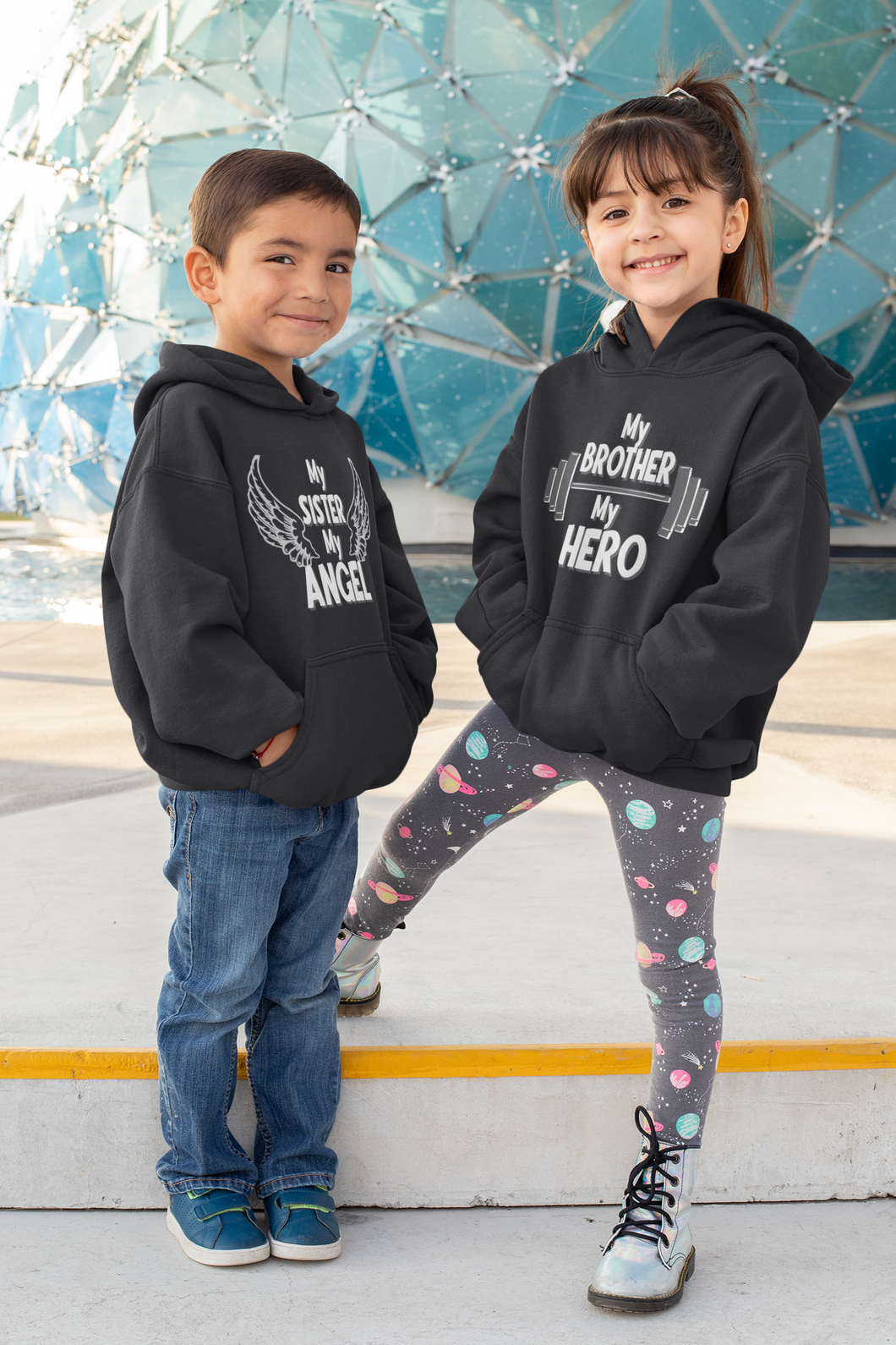 My Angel My Hero Brother-Sister Kids Matching Hoodies -KidsFashionVilla