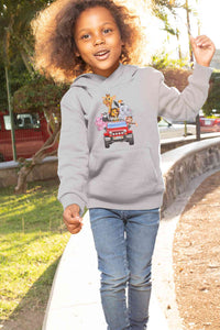 Jungle Jeep Cartoon Girl Hoodies-KidsFashionVilla