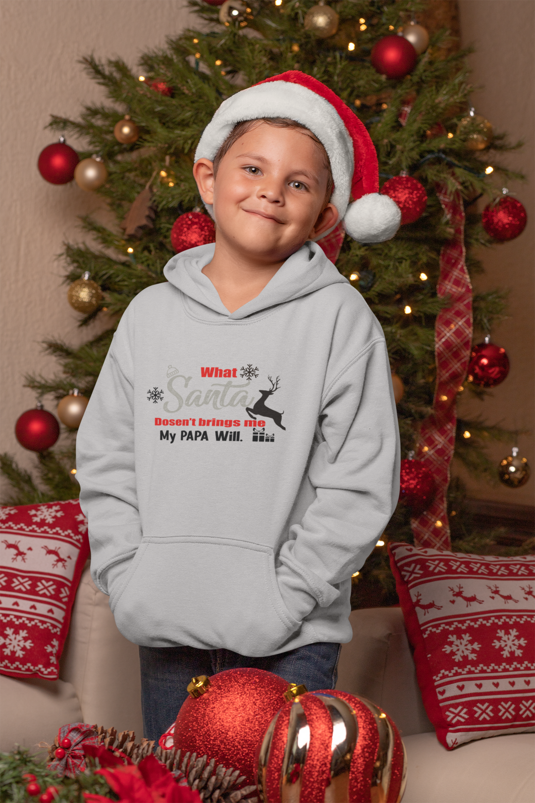 What Santa Dosent Bring Me My Papa Will Christmas Boy Hoodies-KidsFashionVilla