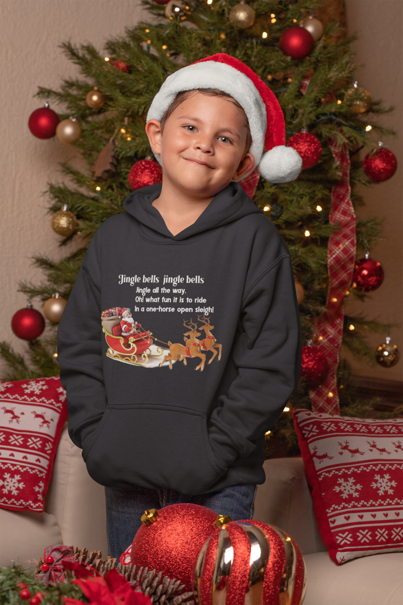 Jingle Bells Poem Boy Hoodies KidsFashionVilla