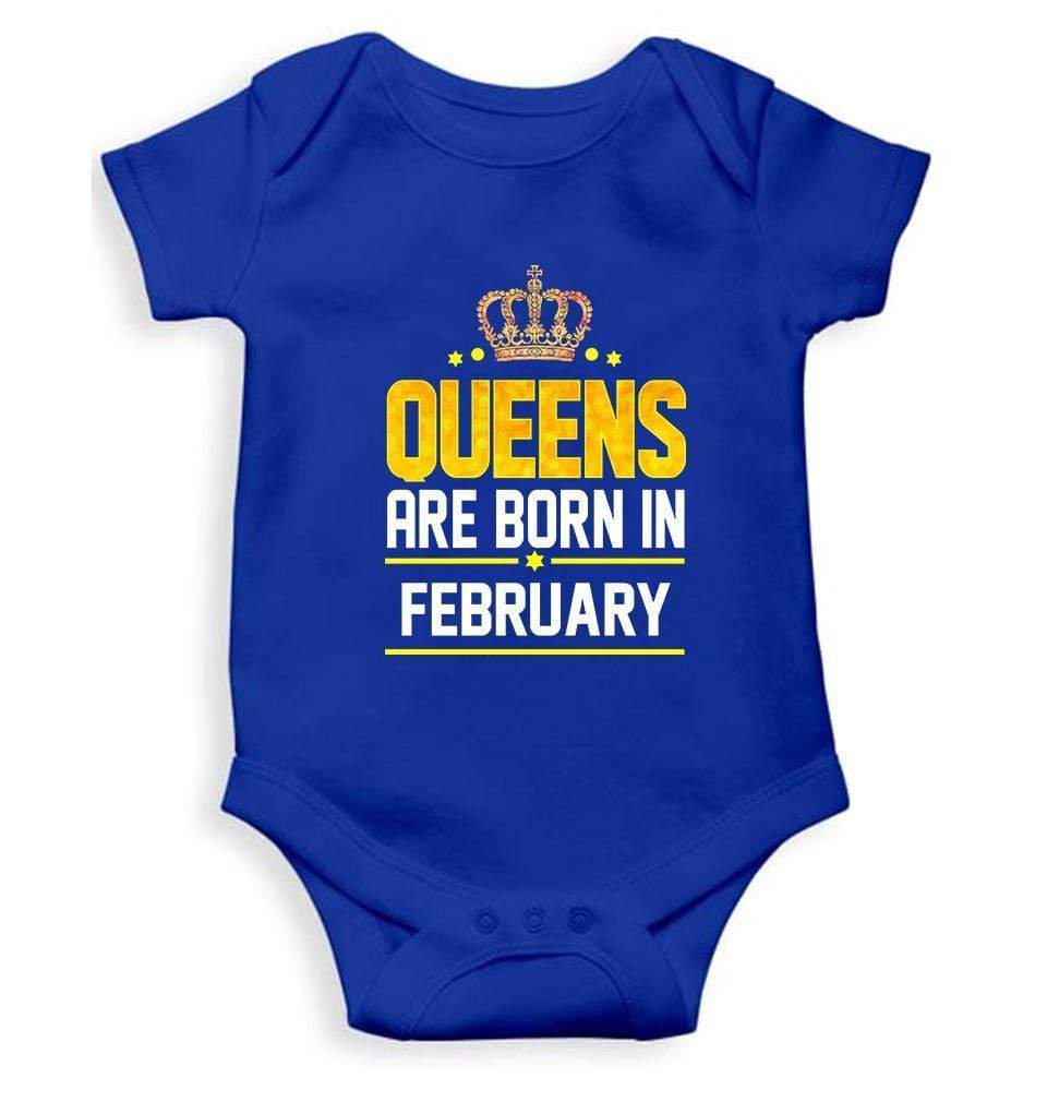 Queens Are  Born In February Rompers for Baby Girl- FunkyTradition FunkyTradition