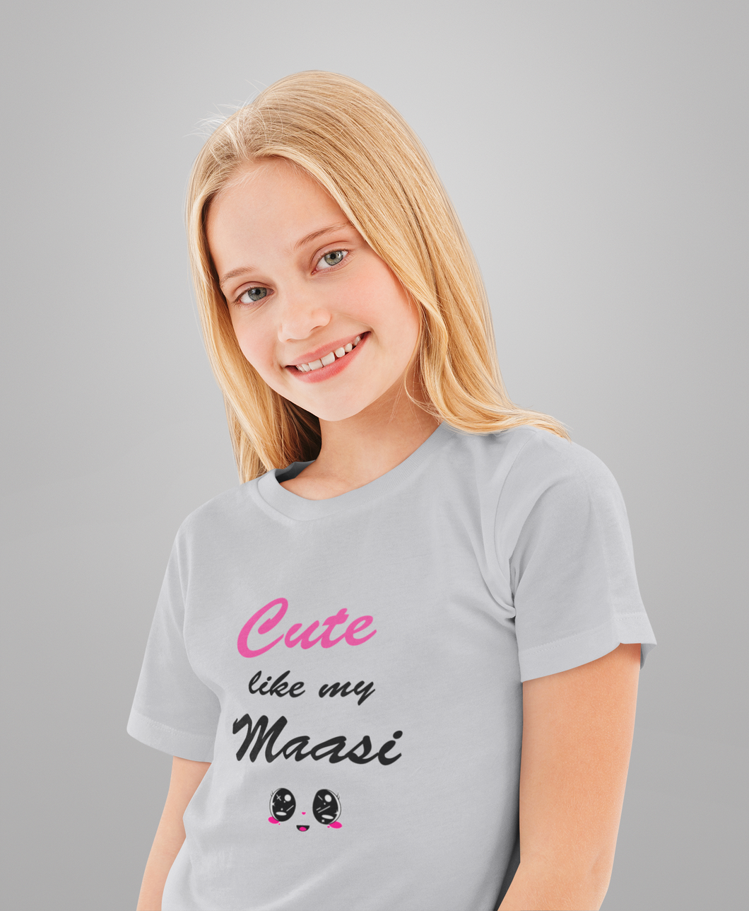 Cute Like My Maasi Half Sleeves T-Shirt For Girls -KidsFashionVilla
