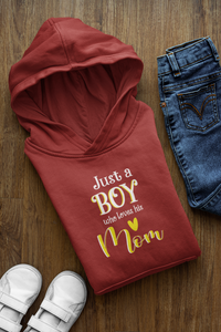 Just A Boy Who Loves His Mom Mother And Son Red Matching Hoodies- KidsFashionVilla