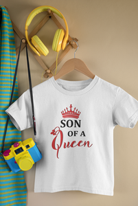 Son Of A Queen Mother And Son White Matching T-Shirt- KidsFashionVilla