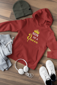 Son Of A Queen Mother And Son Red Matching Hoodies- KidsFashionVilla