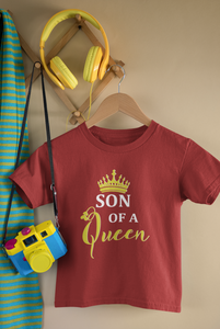 Son Of A Queen Mother And Son Red Matching T-Shirt- KidsFashionVilla
