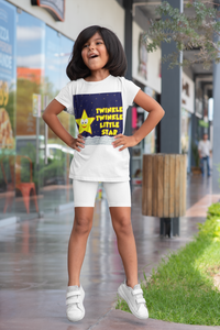 Twinkle Twinkle Little Star Poem Half Sleeves T-Shirt For Girls -KidsFashionVilla