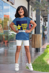 Twinkle Twinkle Little Star Poem Half Sleeves T-Shirt For Girls -KidsFashionVilla