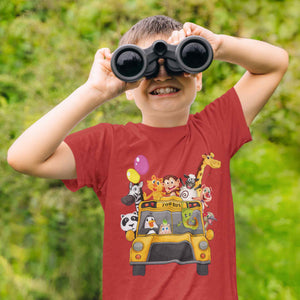 Zoo Bus Cartoon Half Sleeves T-Shirt for Boy-KidsFashionVilla