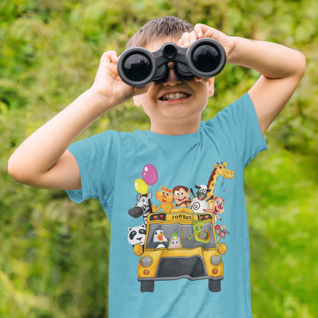 Zoo Bus Cartoon Half Sleeves T-Shirt for Boy-KidsFashionVilla