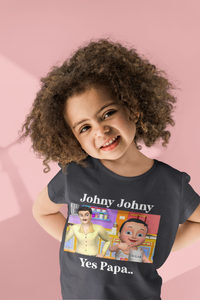Johny Johny Yes Papa Poem Half Sleeves T-Shirt For Girls -KidsFashionVilla
