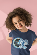 Load image into Gallery viewer, Gemini Zodiac Sign Half Sleeves T-Shirt For Girls -KidsFashionVilla
