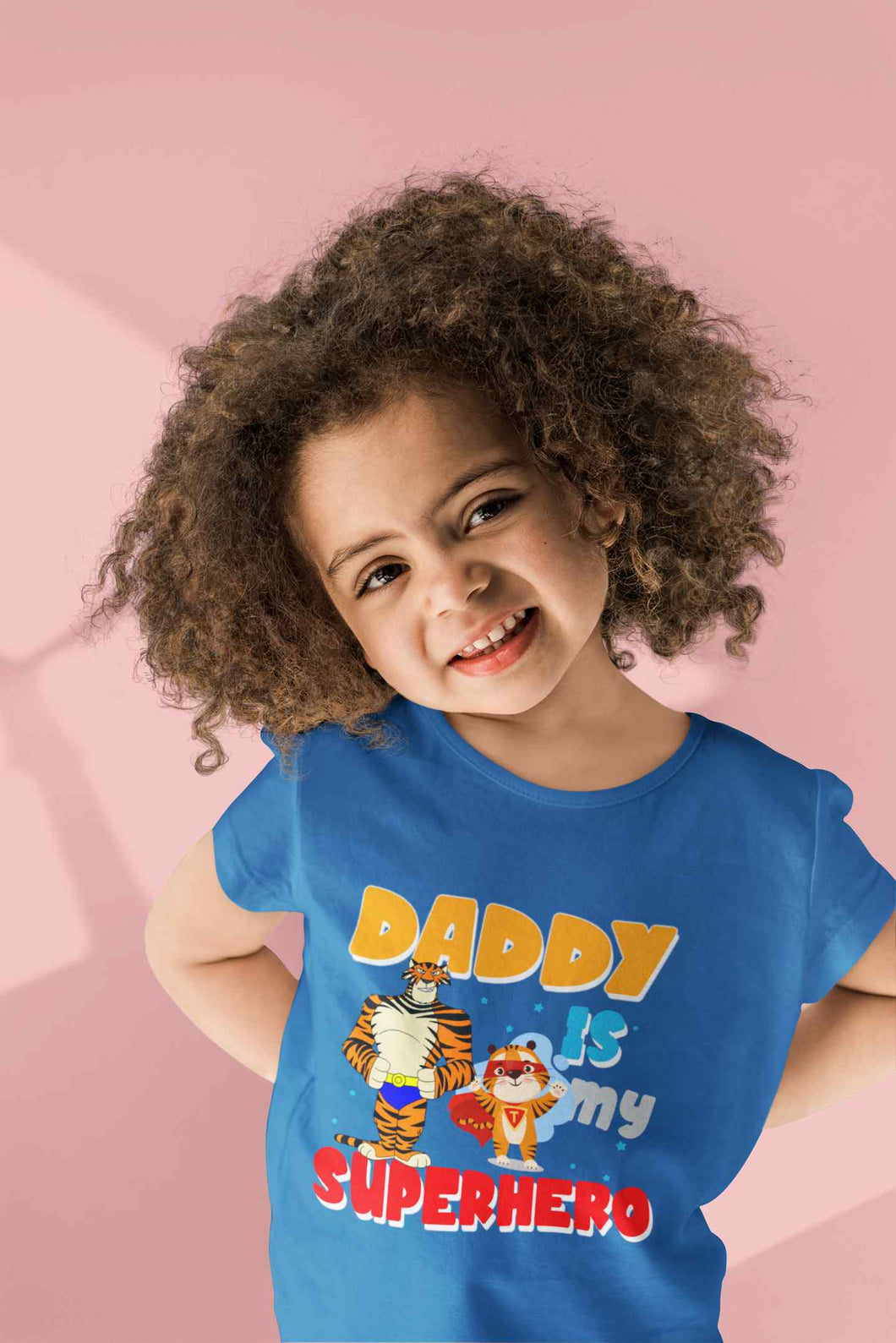Superhero Dad Cartoon Half Sleeves T-Shirt For Girls -KidsFashionVilla