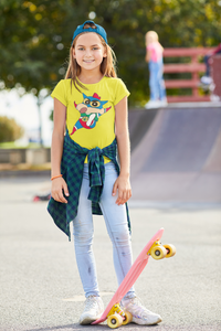 Cute Cartoon Half Sleeves T-Shirt For Girls -KidsFashionVilla