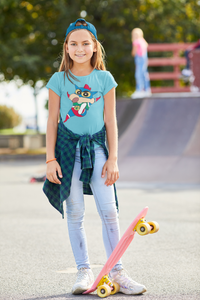 Cute Cartoon Half Sleeves T-Shirt For Girls -KidsFashionVilla