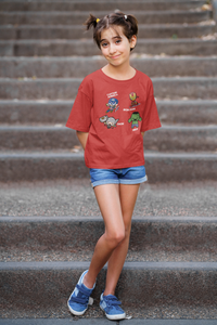Super Heros Half Sleeves T-Shirt For Girls -KidsFashionVilla