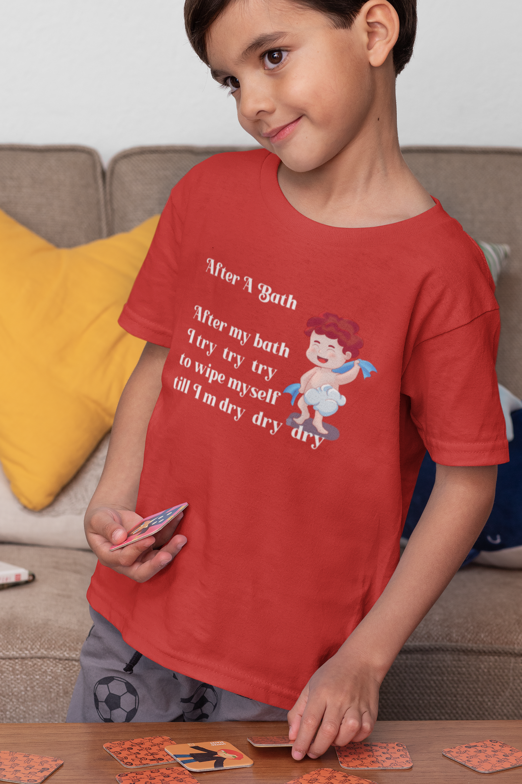 After A Bath Poem Half Sleeves T-Shirt for Boy-KidsFashionVilla