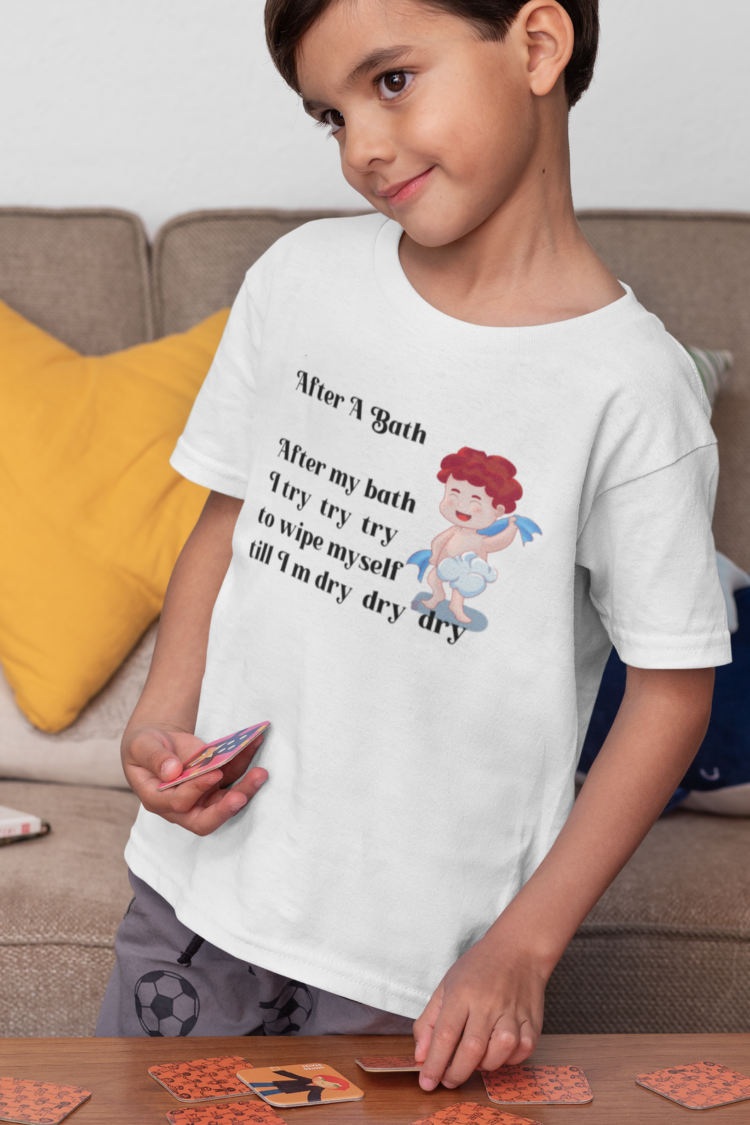 After A Bath Poem Half Sleeves T-Shirt for Boy-KidsFashionVilla