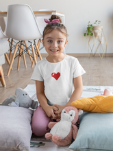 Load image into Gallery viewer, 8 Bit Heart Minimals Half Sleeves T-Shirt For Girls -KidsFashionVilla
