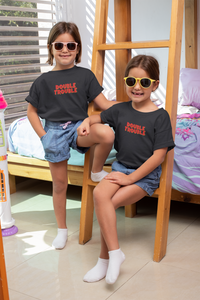 Double Trouble Twins Sisters Matching Kids Half Sleeves T-Shirts -KidsFashionVilla