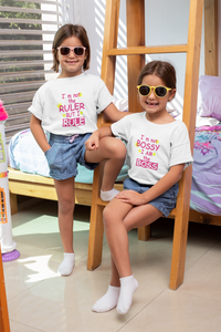 Boss And Ruler Matching Sister-Sister Kids Half Sleeves T-Shirts -KidsFashionVilla