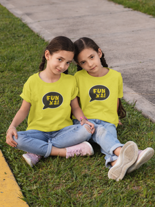 Fun X2 Twins Sisters Matching Kids Half Sleeves T-Shirts -KidsFashionVilla