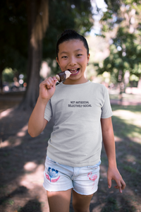 Not Anti Social Minimals Half Sleeves T-Shirt For Girls -KidsFashionVilla