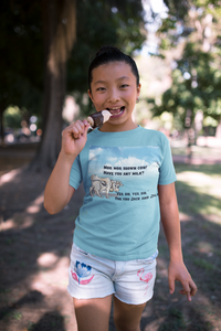 Moo Moo Brown Cow Poem Half Sleeves T-Shirt For Girls -KidsFashionVilla