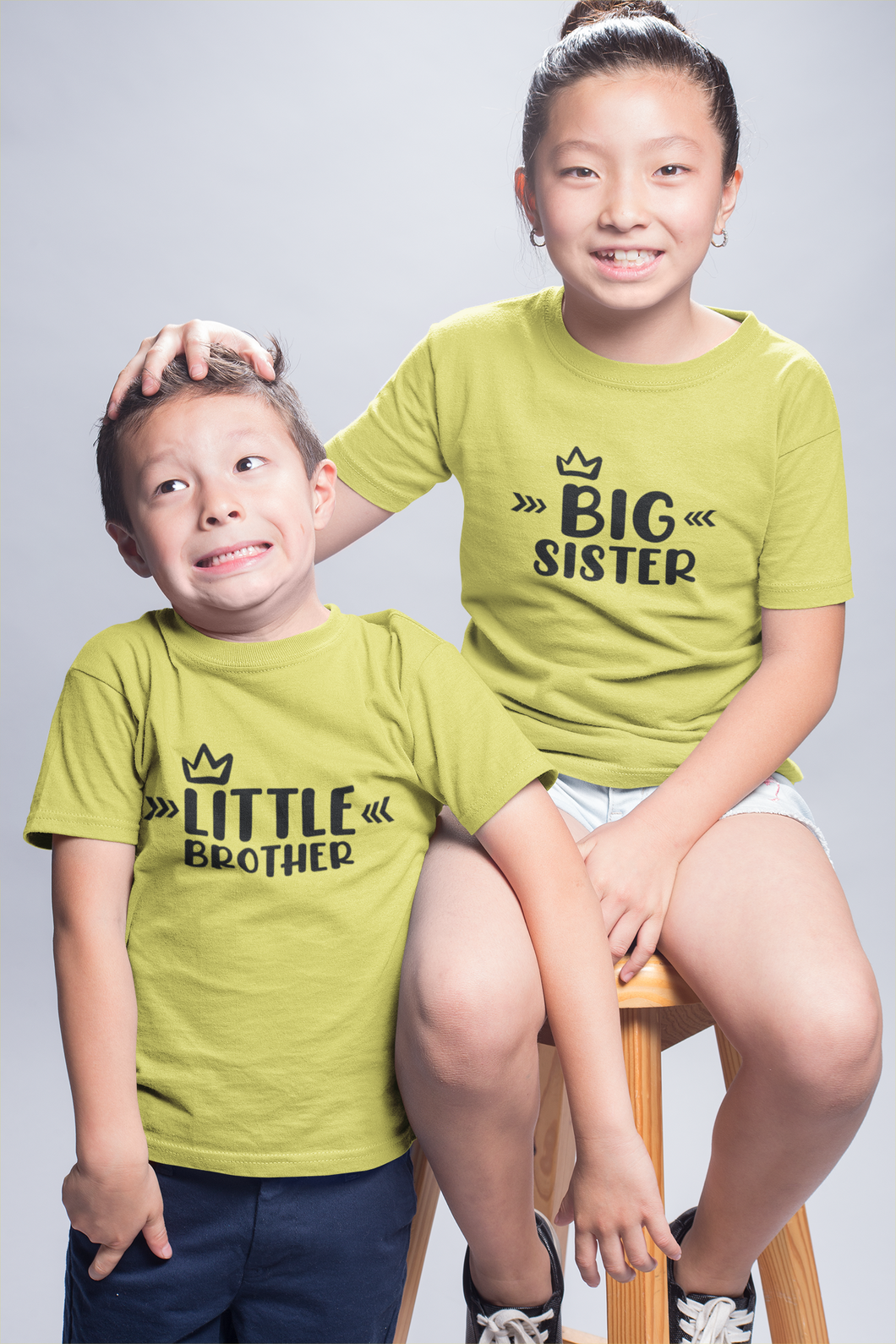 Big Sister Little Brother Matching Kid Half Sleeves T-Shirts -KidsFashionVilla