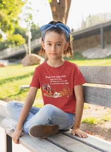 Jingle Bells Poem Half Sleeves T-Shirt For Girls -KidsFashionVilla