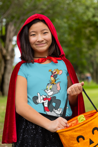 Cute Cartoon Half Sleeves T-Shirt For Girls -KidsFashionVilla