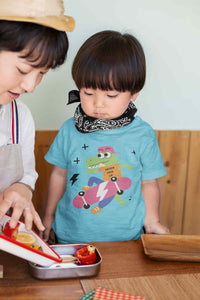 Skateboard Crocodile Cartoon Half Sleeves T-Shirt for Boy-KidsFashionVilla