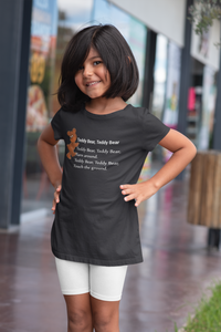 Teddy Bear Teddy Bear Poem Half Sleeves T-Shirt For Girls -KidsFashionVilla