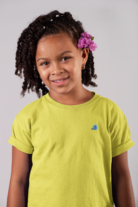 Blue Rose Minimals Half Sleeves T-Shirt For Girls -KidsFashionVilla